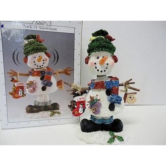 NEW Scott's ROCK-N-SNOWMAN Figurine Holiday Christmas 7.5" Wobble Head Decor NIB - Picture 1 of 5